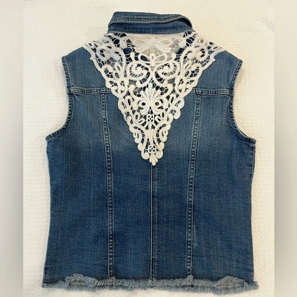 Unbranded Sleeveless Western Festival Denim Vest Women’s Size Large Blue - Image 2