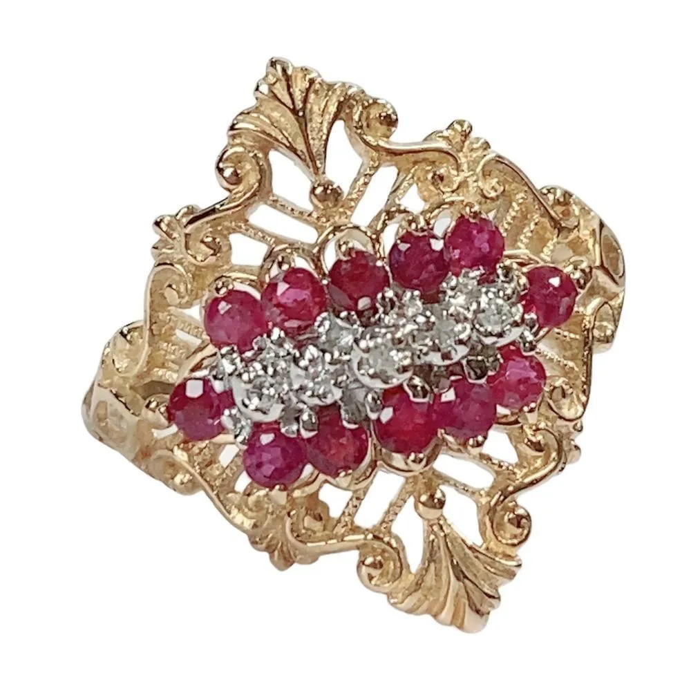 10K 10KT Yellow Gold Diamond +  Ring Sz 8 - Image 2