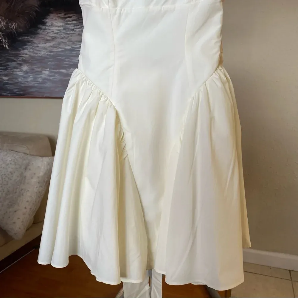 HOUSE OF CB 'Florianne' Ivory Bow Mini Dress NWOT size M A-C regular length - Image 11