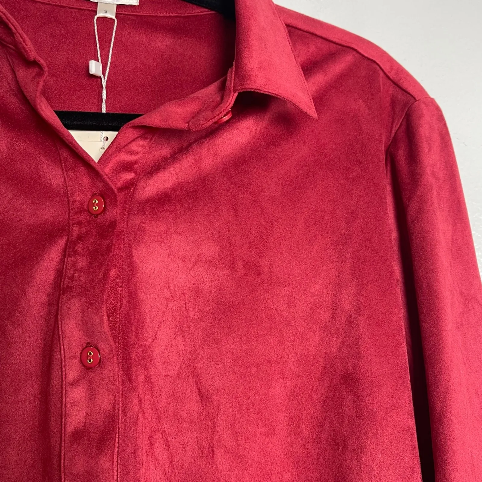 TYLER BOE Faux Suede Club Shirt Small Cheyanne Red NEW Casual Boho Western - Image 3