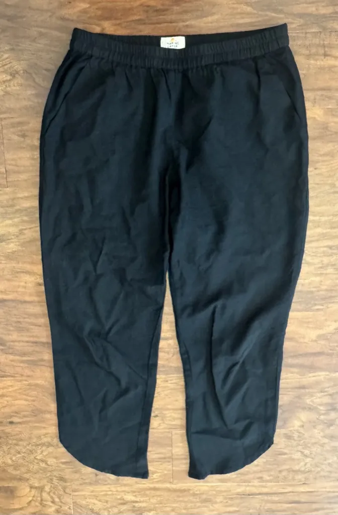 Marine Layer Allison Pant Black Dolphin Hem Cropped Tencel Soft Drapey Medium P - Image 1