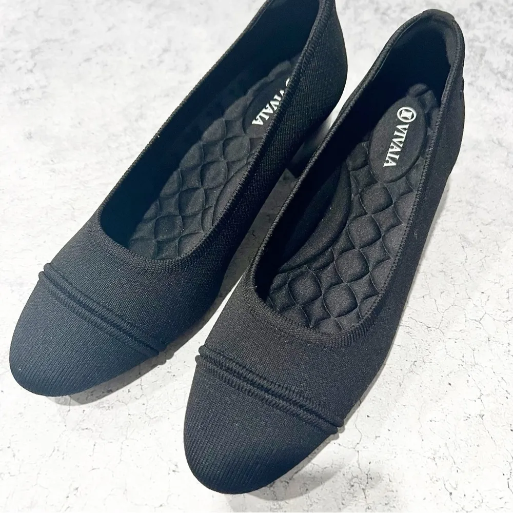 NEW VIVAIA Almond Toe Chunky Heels Black Stress Free 41.5 US 10 - Image 3