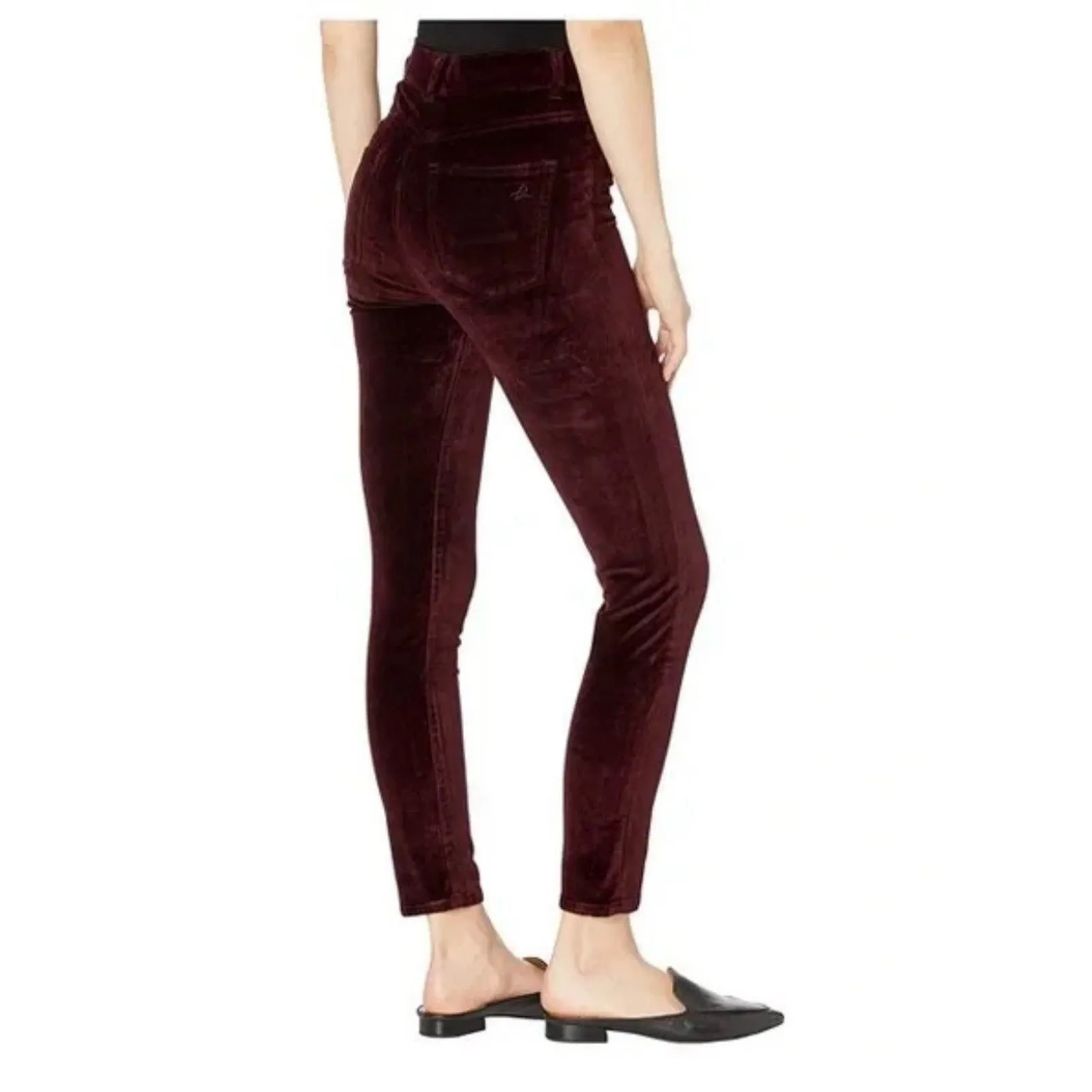 DL1961 Pants Burgundy Velvet Hight Rise Ankle Skinny Instasculpt Size 30 2421 - Image 2
