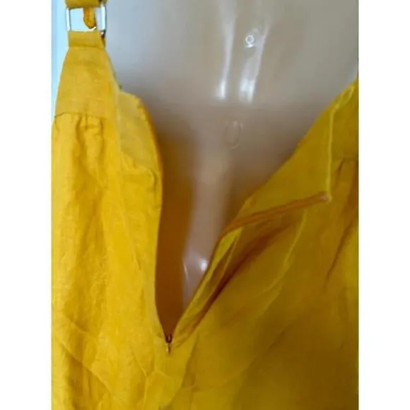 Posse Rider Jumpsuit Overalls Size M Mustard Yellow 100% Linen Ruffles Wide Leg‎ Size M - Image 7