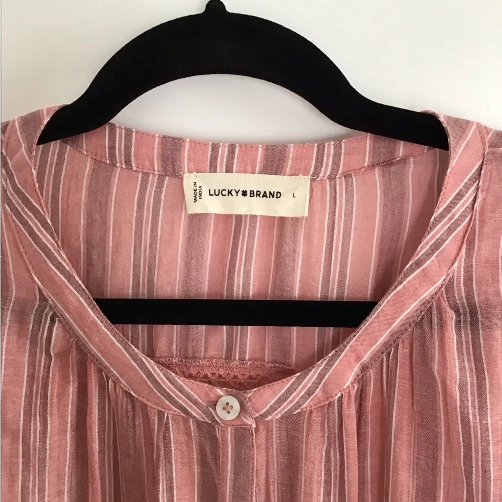 Pink Striped Button-Up Blouse lucky brand - Image 3