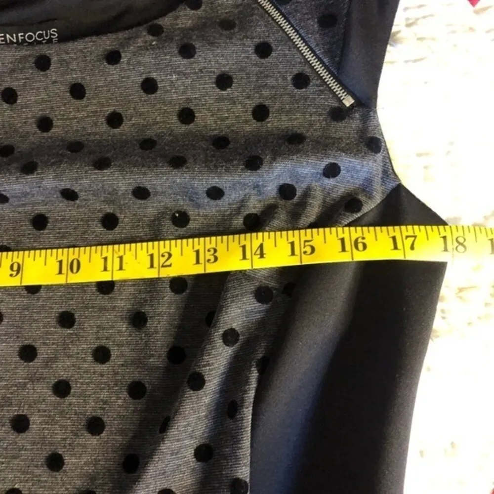 Womens Sleeveless Polka Dot Sheath Dress Black Grey Zip Neck Career - Image 13