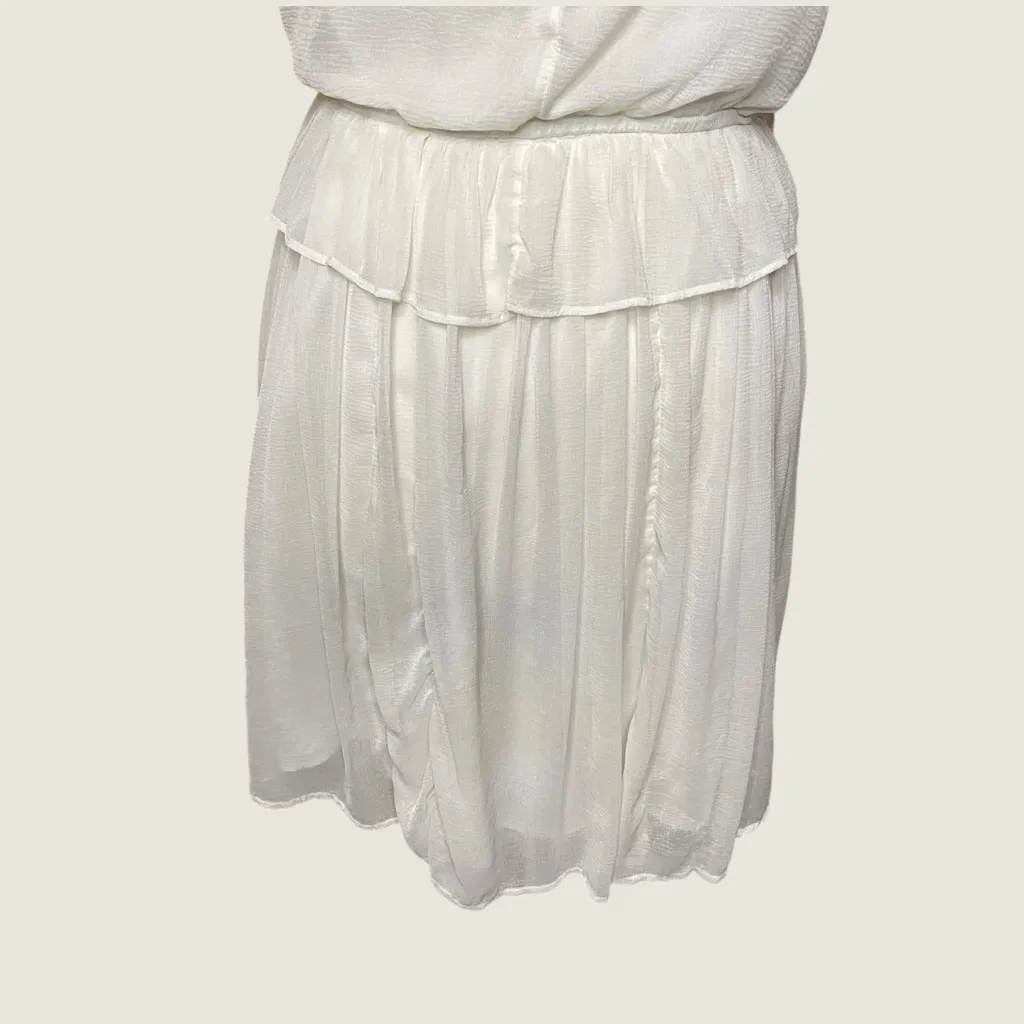 FREE PEOPLE Rio Grande Mini Dress in Ivory/White Drawstring Waist, Large - Image 11