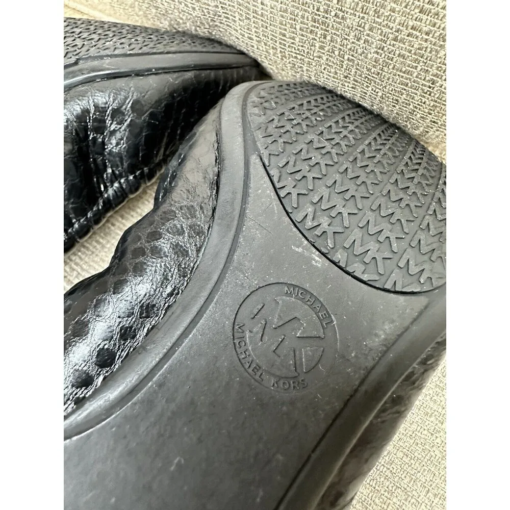 Fulton Black Quilted Leather Ballet Flat Shoes Silver MK Women’s 5 - Image 10