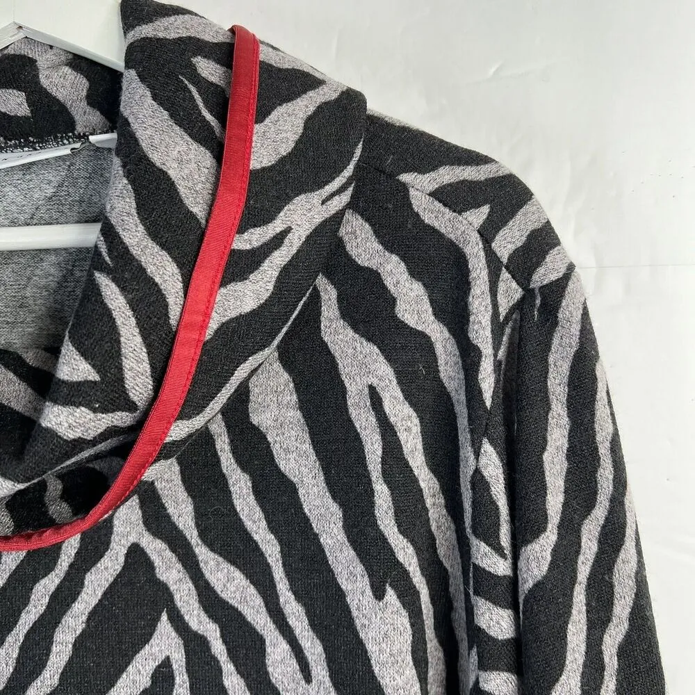 Susan Graver Weekend Plus Size 2X Animal Printed Cowl Neck Sweater Knit Top Grey - Image 4