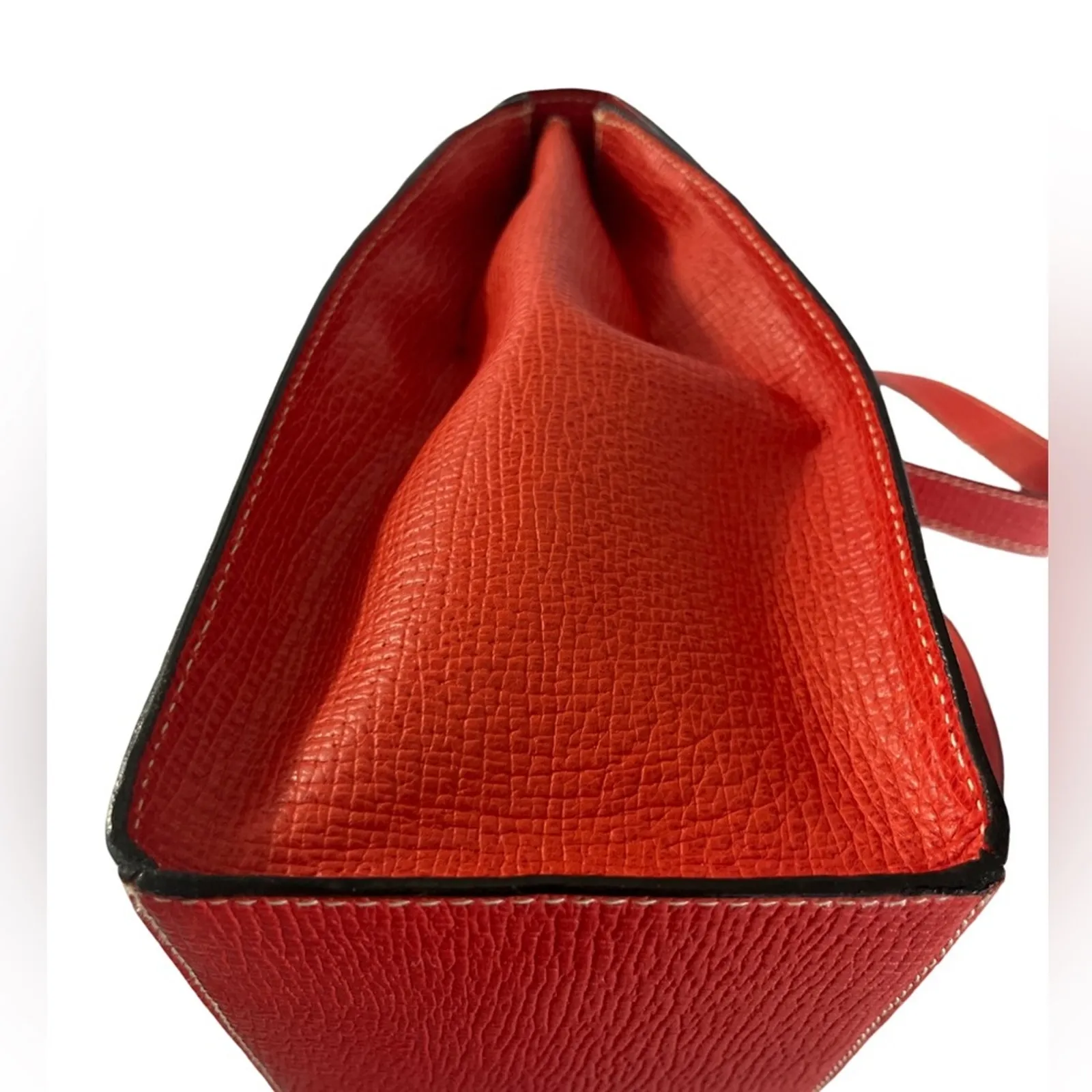 Loewe Red Textured Leather Shoulder Tote Bag Vintage Spain Authentic Luxury - Image 14