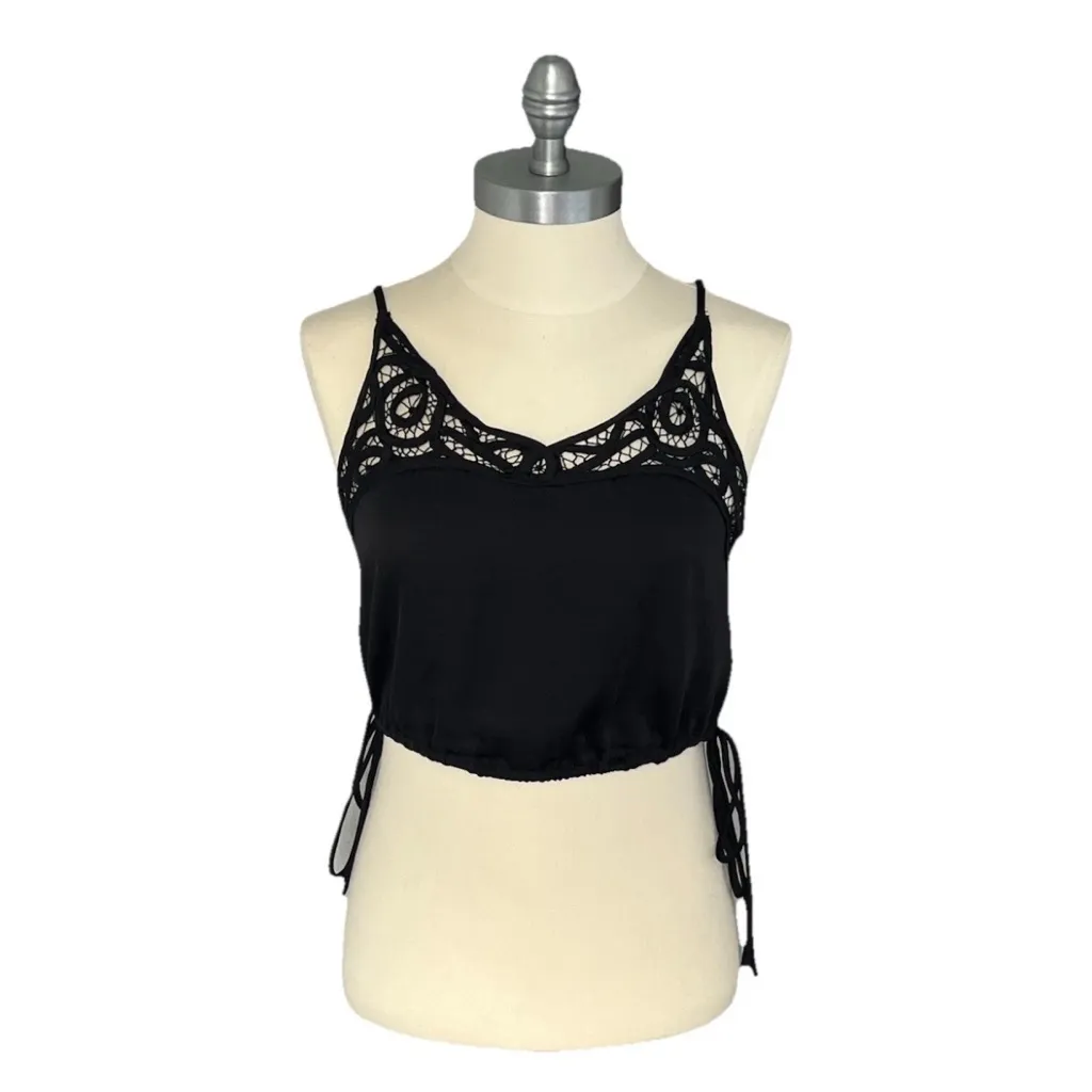 Free People Intimately Black Blouson Brami Lace Cami Cropped Top Size XS - Image 3