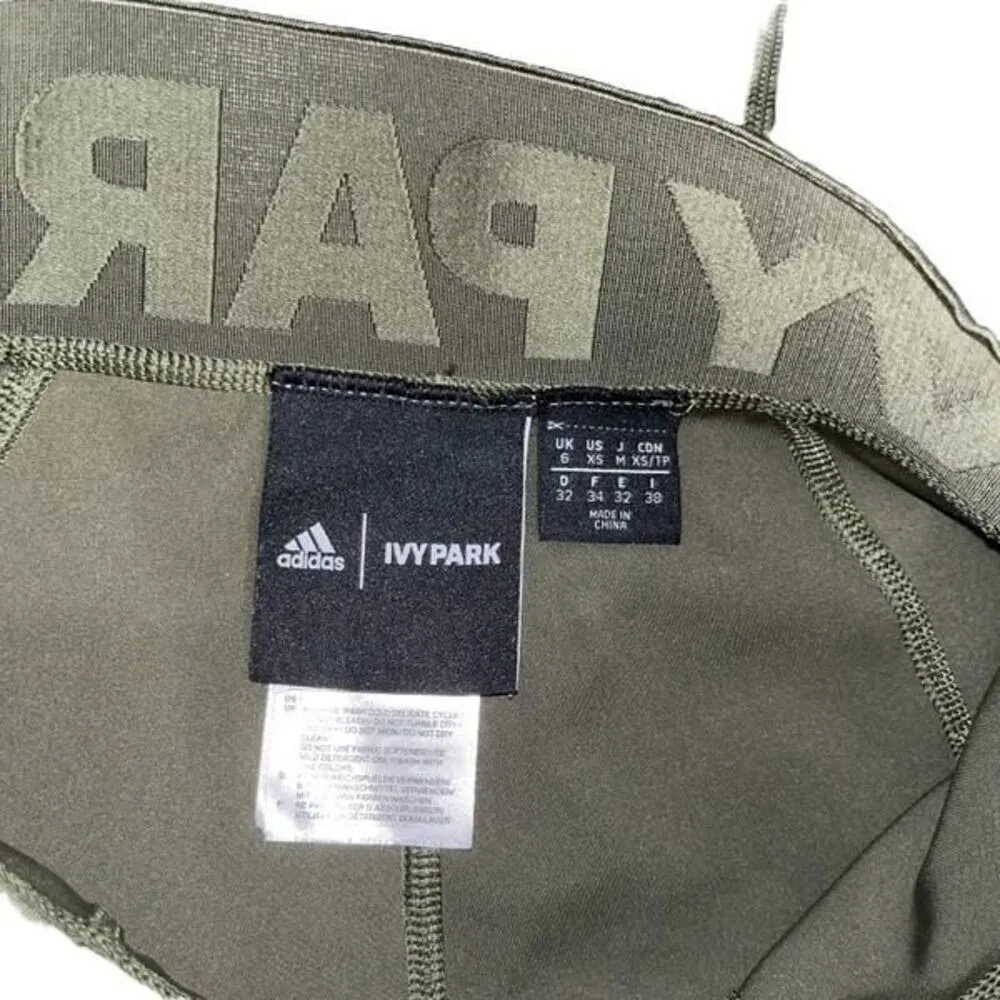 Womens Adidas Ivy Park Halls Of Ivy 3S Green Black Houndstooth Leggings Size XS - Image 10