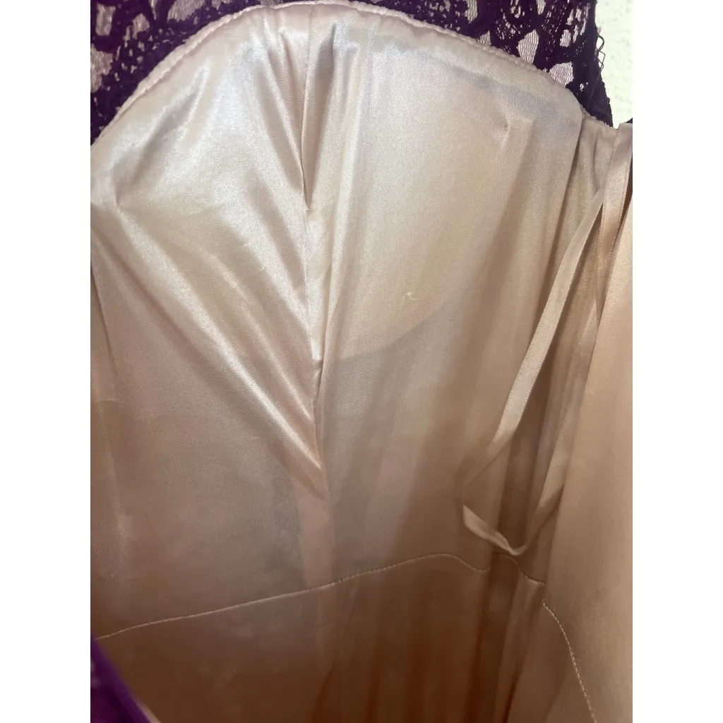 Jovani Purple Lace Beaded Mermaid Gown 6 Cap Sleeve Prom Formal Embellished - Image 8