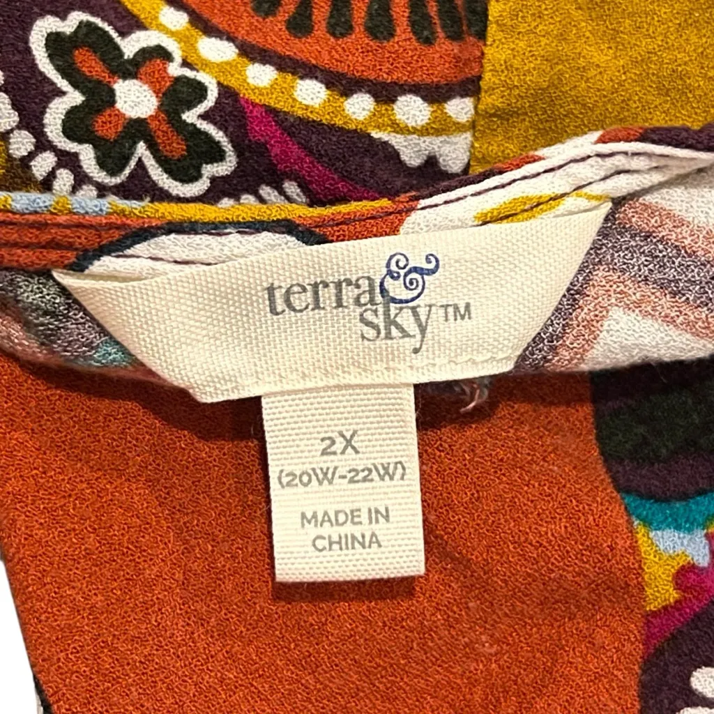 Terra & Sky 2X Kimono Beach Open Front Cover-Up Purple Paisley Boho A-7 - Image 4