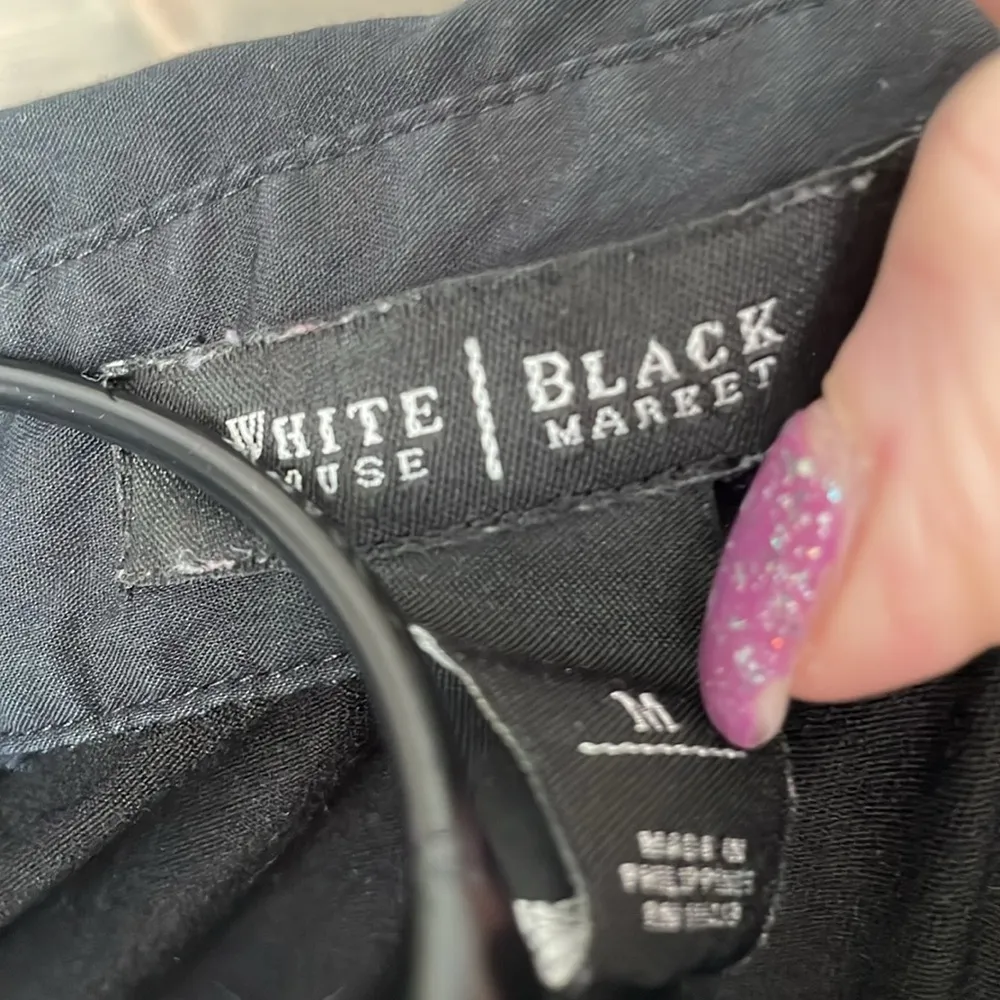 WHBM black V-neck three-quarter sleeve collared blouse - Image 3