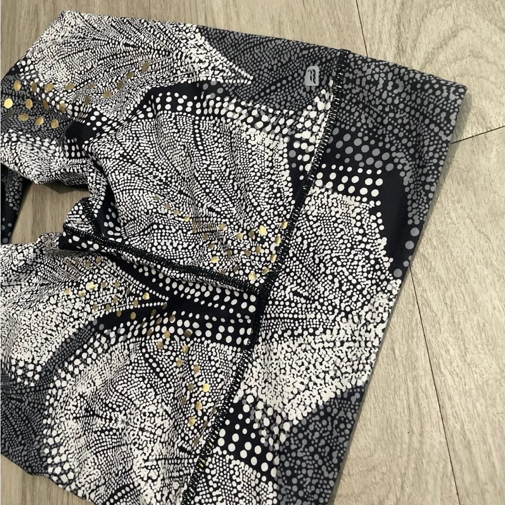 Fabletics Black and Gold Patterned Leggings - Image 2