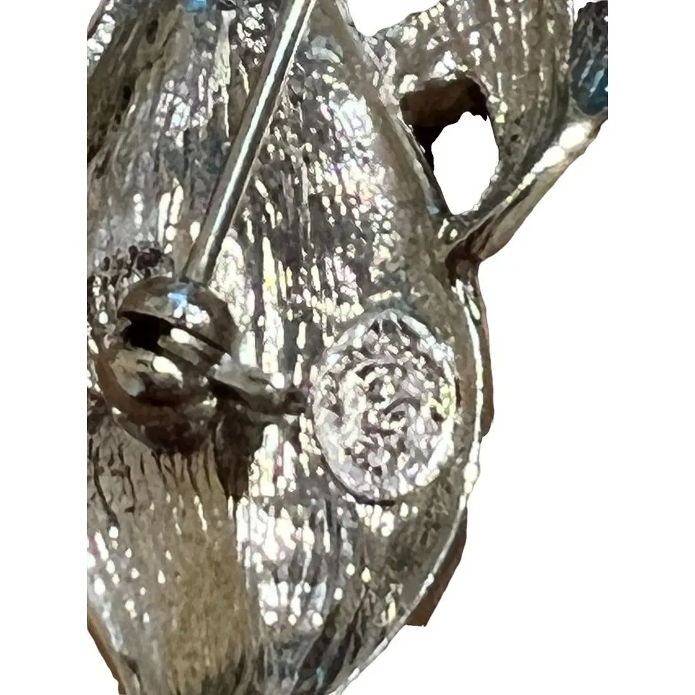 Vintage Premier Designs Lilly Pin Brooch Calla Lilly Enamel Silver Tone Rhinesto - Image 5