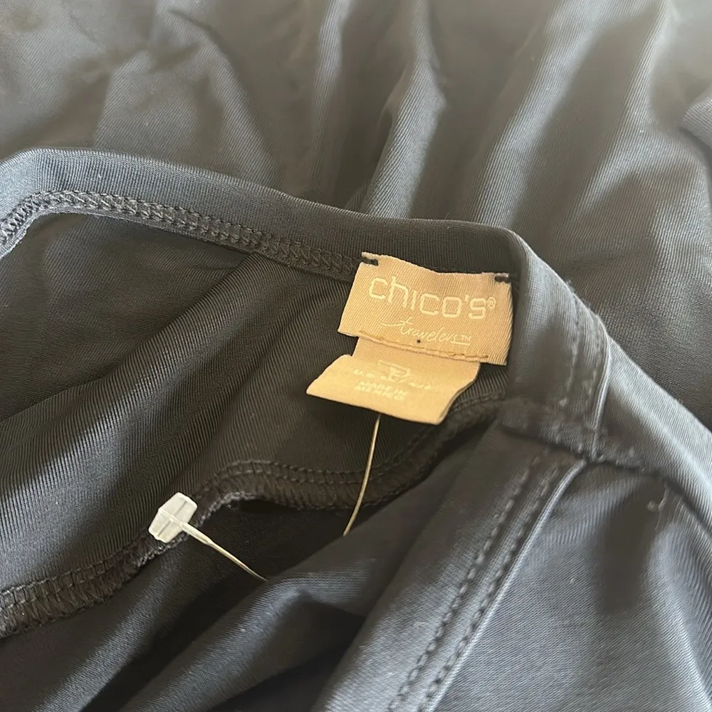 NWOT Chicos Travelers Acetate J Wedge 3/4 Sleeve  Top NAVY SZ-0 US 4/6 - Image 6