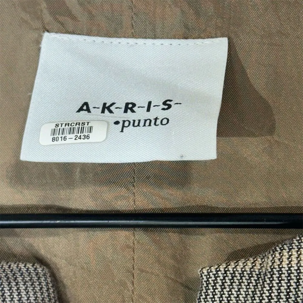 Akris Punto US 4 Sleeveless Wool Blend Sheath Dress Brown Plaid Career Academia - Image 7