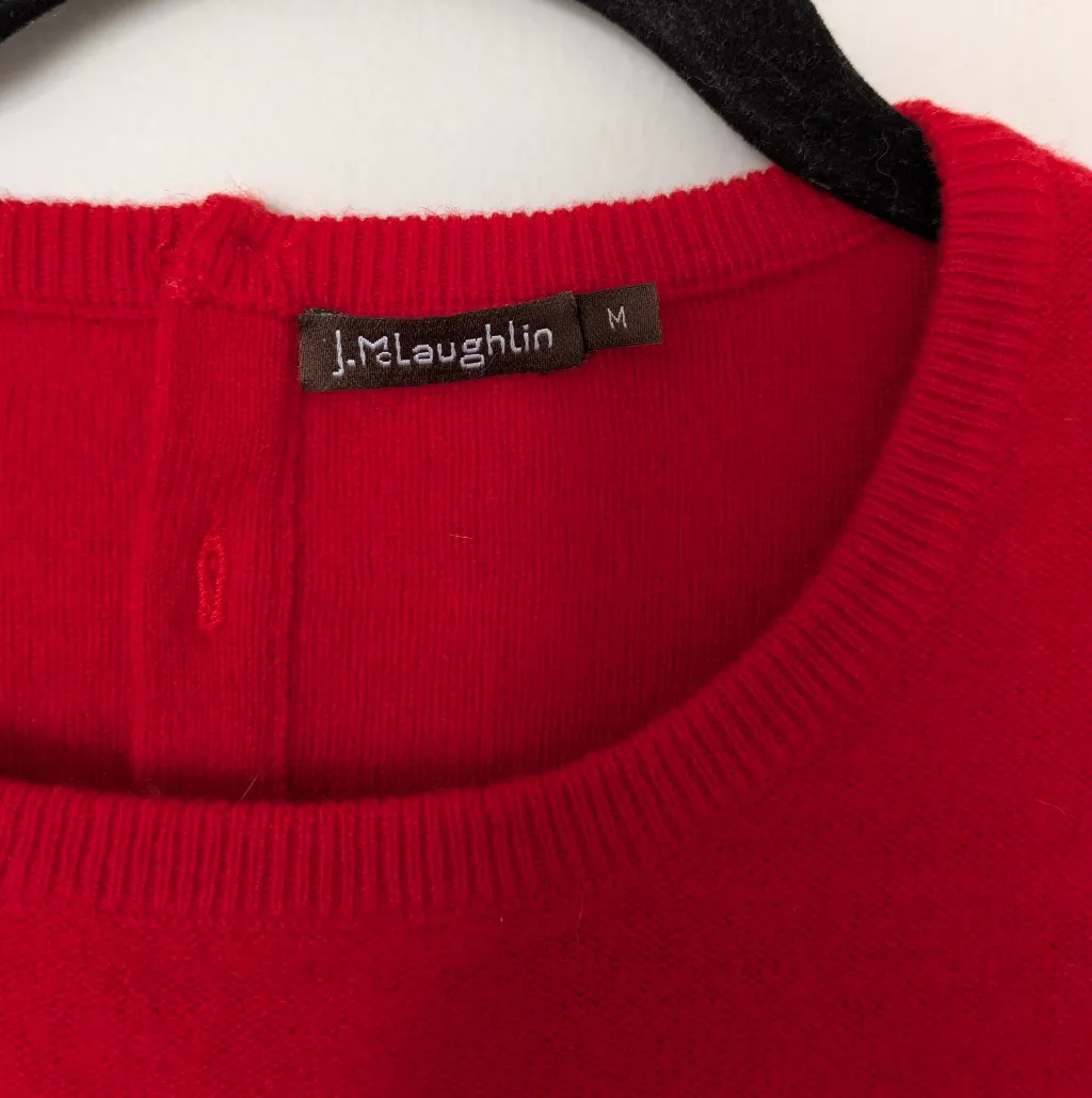 J. McLaughlin  Women's Red 100% Cashmere Sweater Sz M Flaw - Image 4