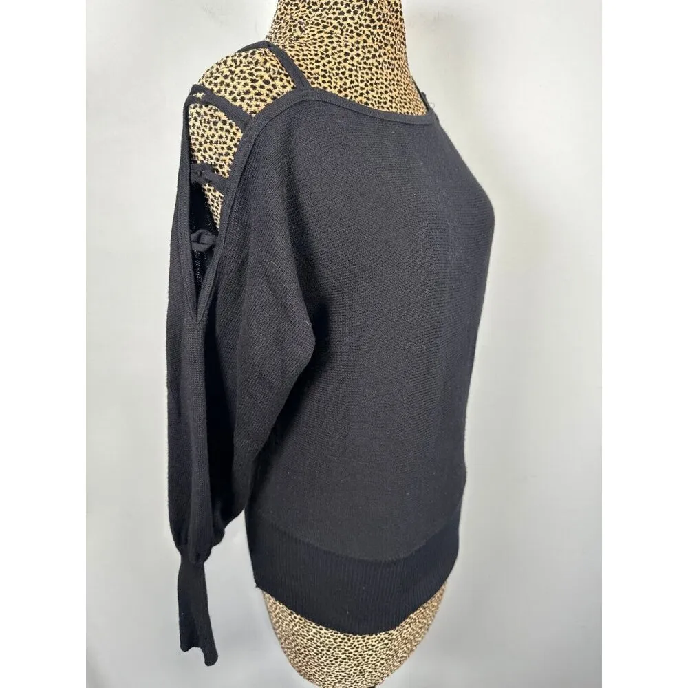 Vintage Mondi West Germany Size 36 Women Top Sweater Cutout Shoulder Black Retro - Image 14