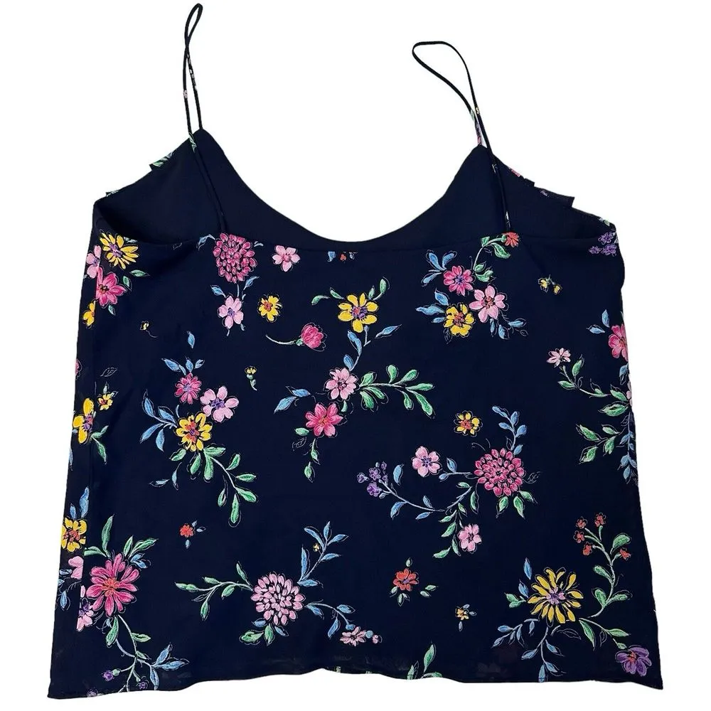 Ralph Lauren Black Label Top Women's Size M Navy Blue‎ Floral Print - Image 4