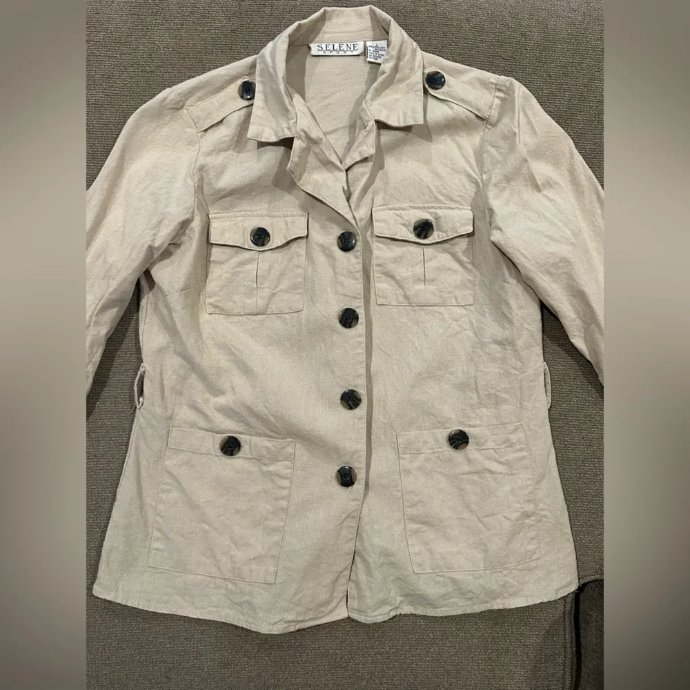 Selene Sport Cream Trench Coat with Belted Waist Size L - Image 9