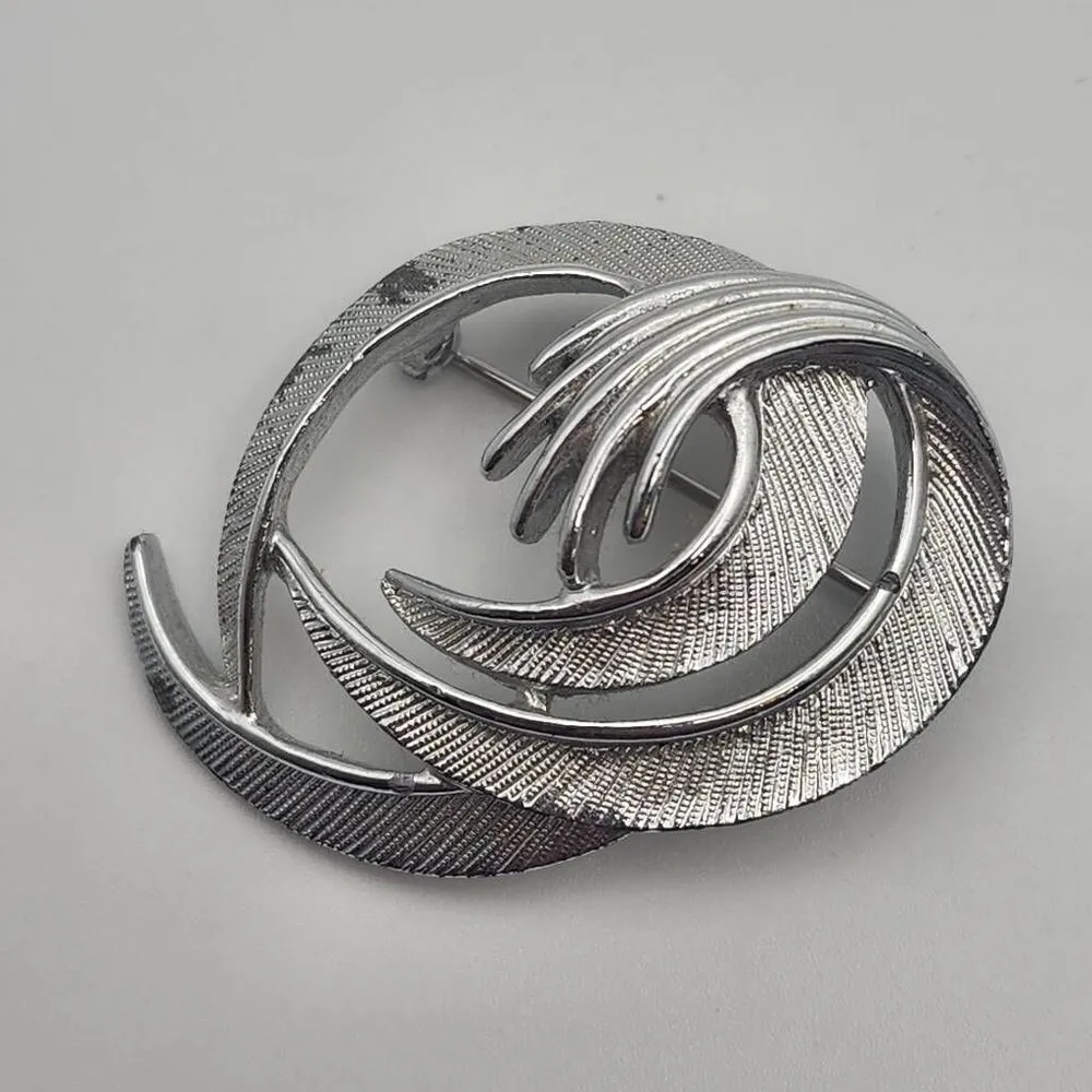 Vintage Sarah Coventry Silver Tone Swirl Brooch Silver - Image 3