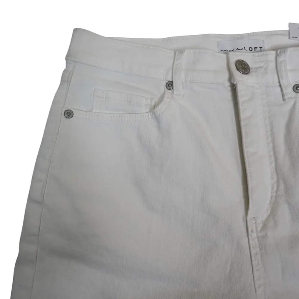 LOFT Womens 29/8 Fresh Cut High Rise Denim Bike Shorts in White NEW - Image 4