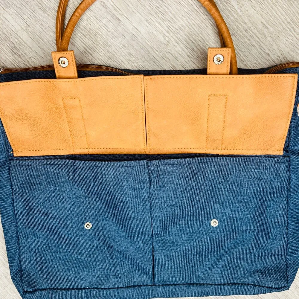 Classic Courier Organizer Messenger Travel Tote Laptop Bag Front Pockets AARP Blue - Image 6