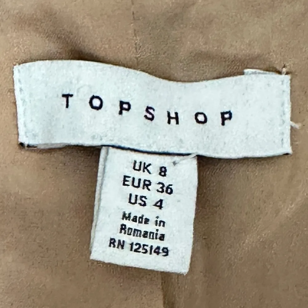 Topshop Blazer Wool Blend Striped Tweed Brown Size 8 Oversized Jacket - Image 2