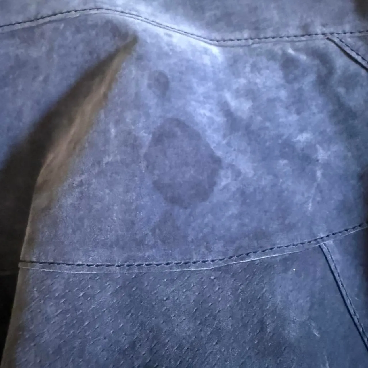 Soft Surroundings Blue Suede Leather Maxi Skirt Small Tiered Long Boho Flare 35" - Image 5