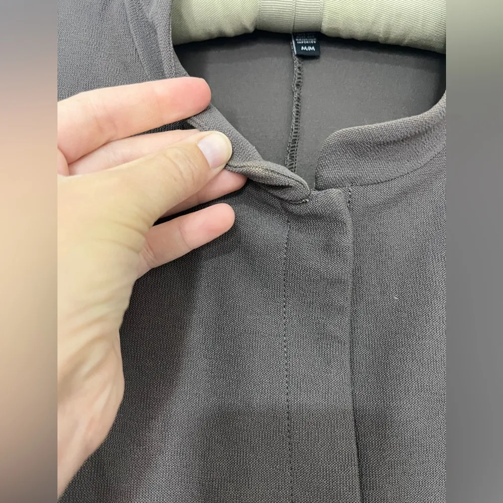 EILEEN FISHER Streetch Crepe Mandarin Collar Jacket Cobblestone Sz M - Image 5