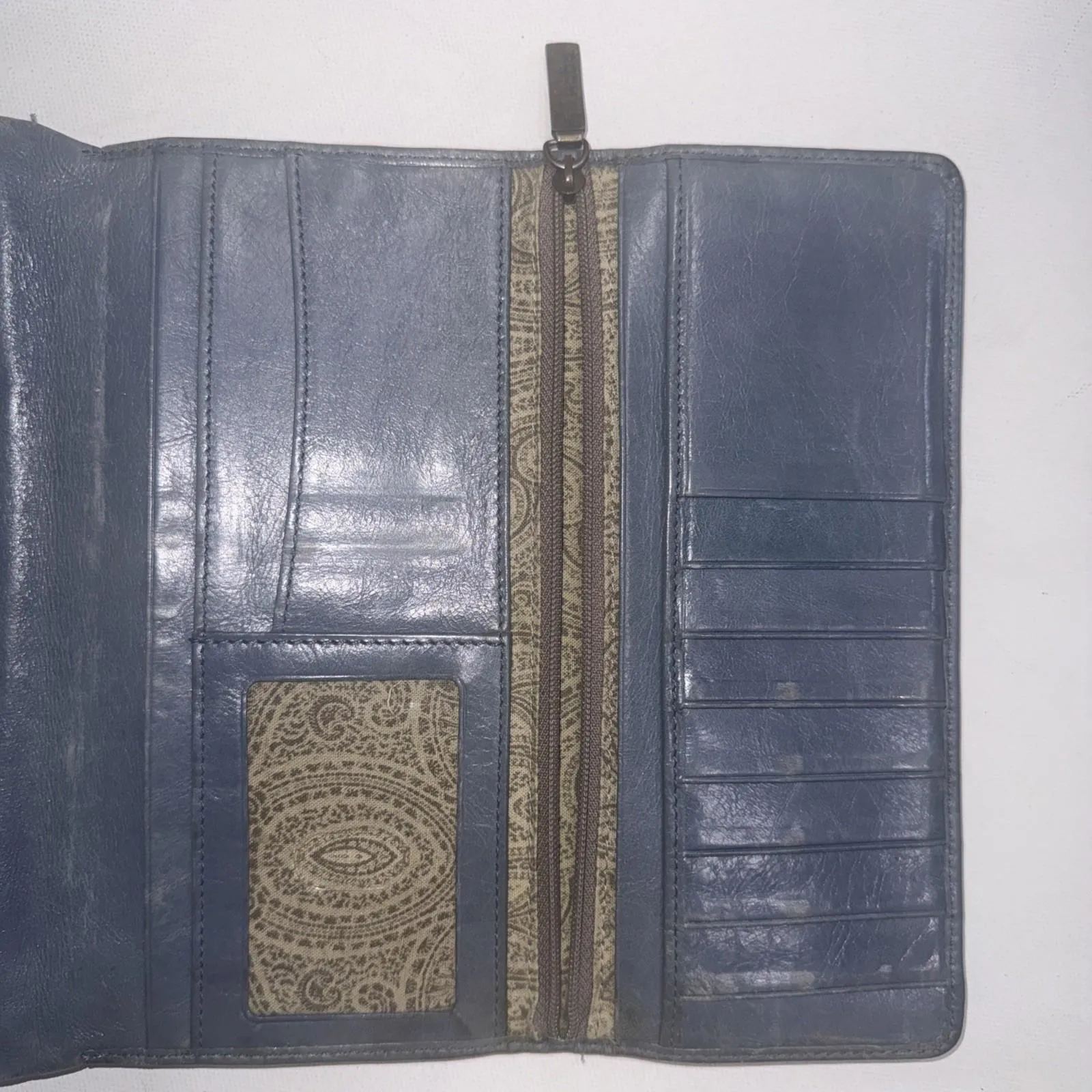 Vintage Y2K Hobo Embossed Leather Teal Carry All Clutch Equestrian Rachel Wallet Green - Image 5