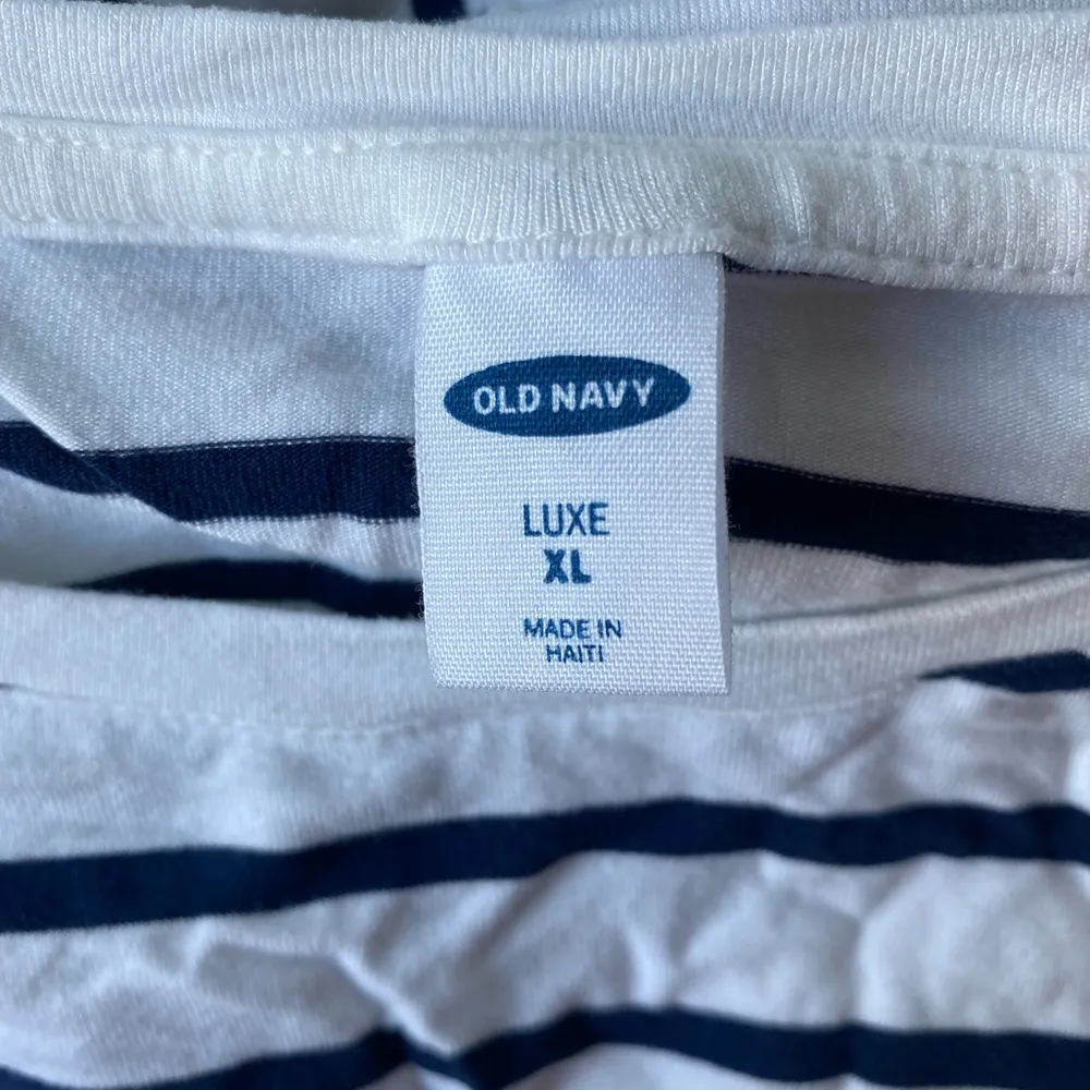 old navy luxe blue & white striped shirt - Image 2