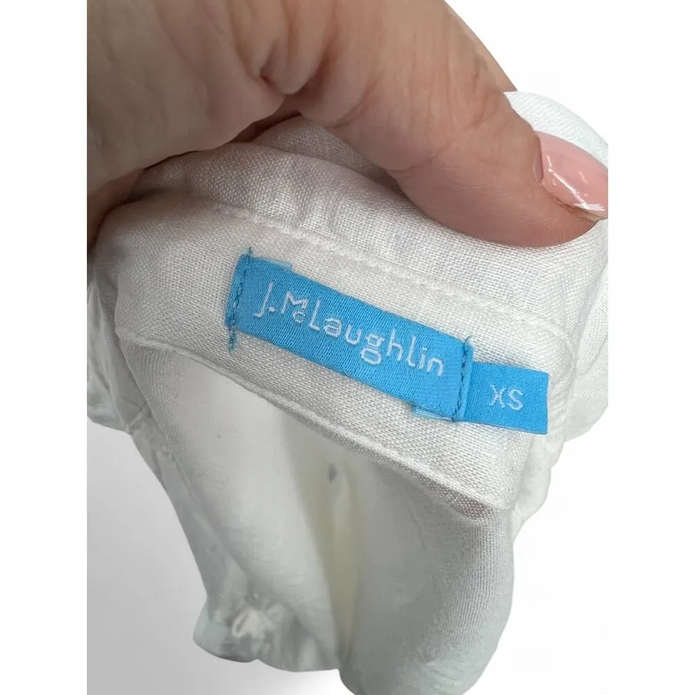 J. McLaughlin XS White Button Down Shirtdress Midi Dress tunic Cover-up Linen - Image 5