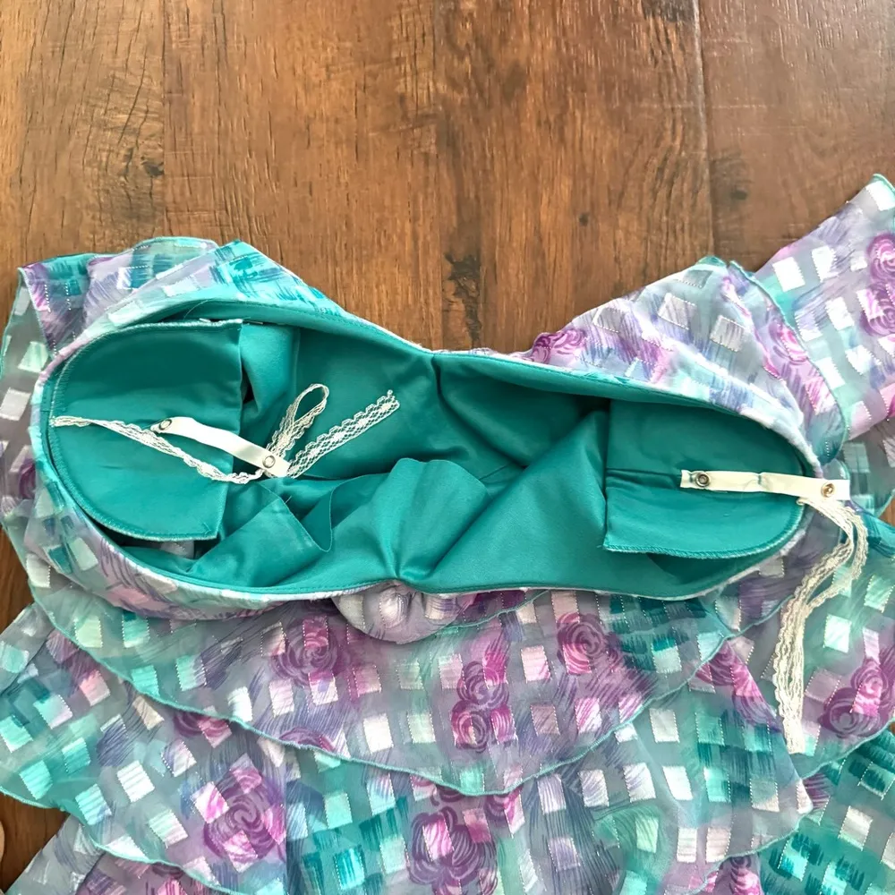 Totally late 1980s early 1990s vintage tiered cocktail dress by PATRA, size 8 Blue - Image 11