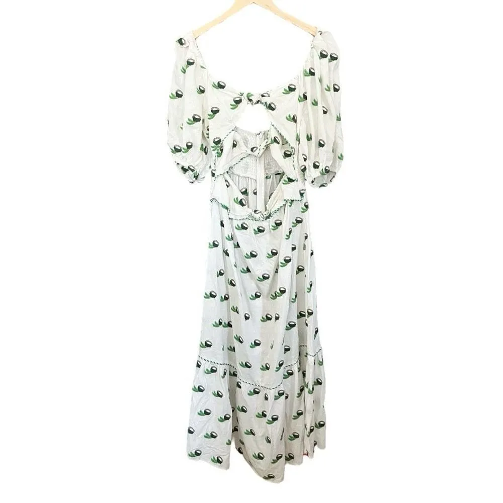 FARM Rio Cross Stitch Coconut Embroidered Midi Dress NWT - Image 3