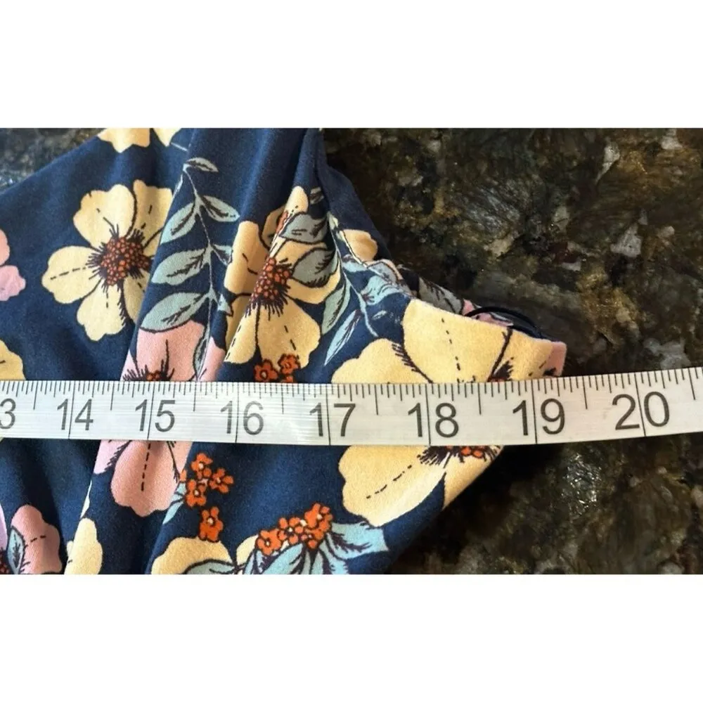 NINE BRITTON Vivienne Knit Fitted Floral Print Dress Cinch Waist Midi  Sz XXL - Image 6