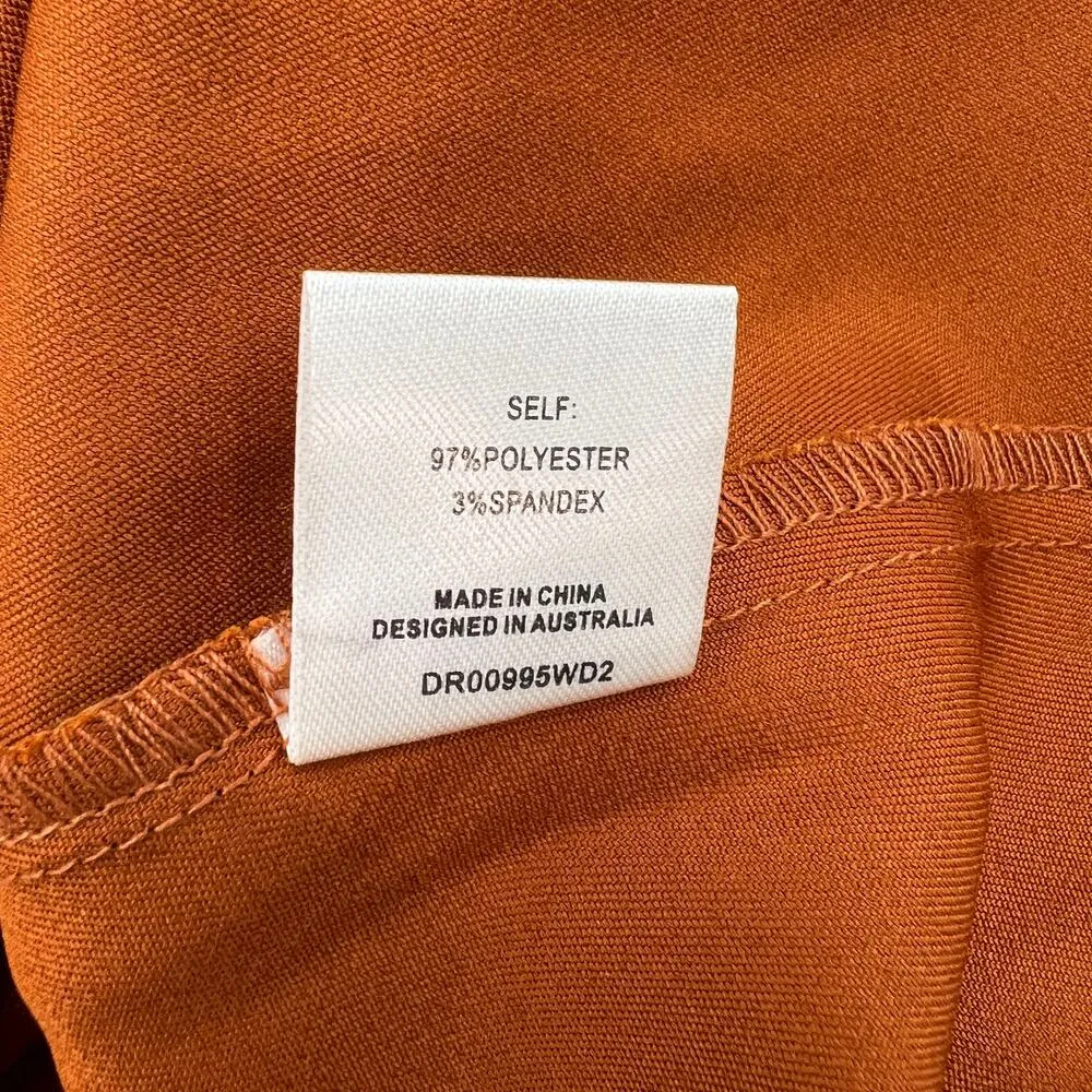 Meshki Tabitha Cowl Neck Midi Dress Burnt Orange - Image 7