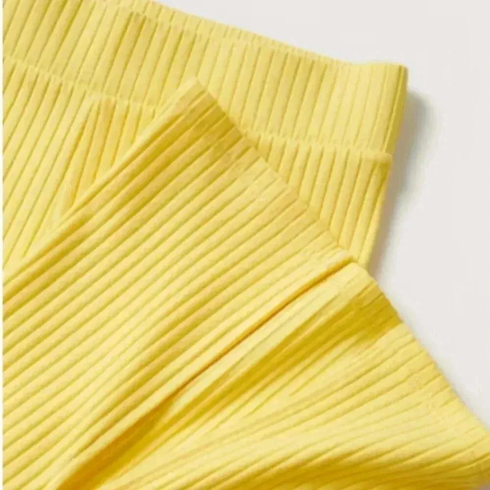 Mango‎ MNG Side Slit Knit Pants Yellow NWT Large - Image 8