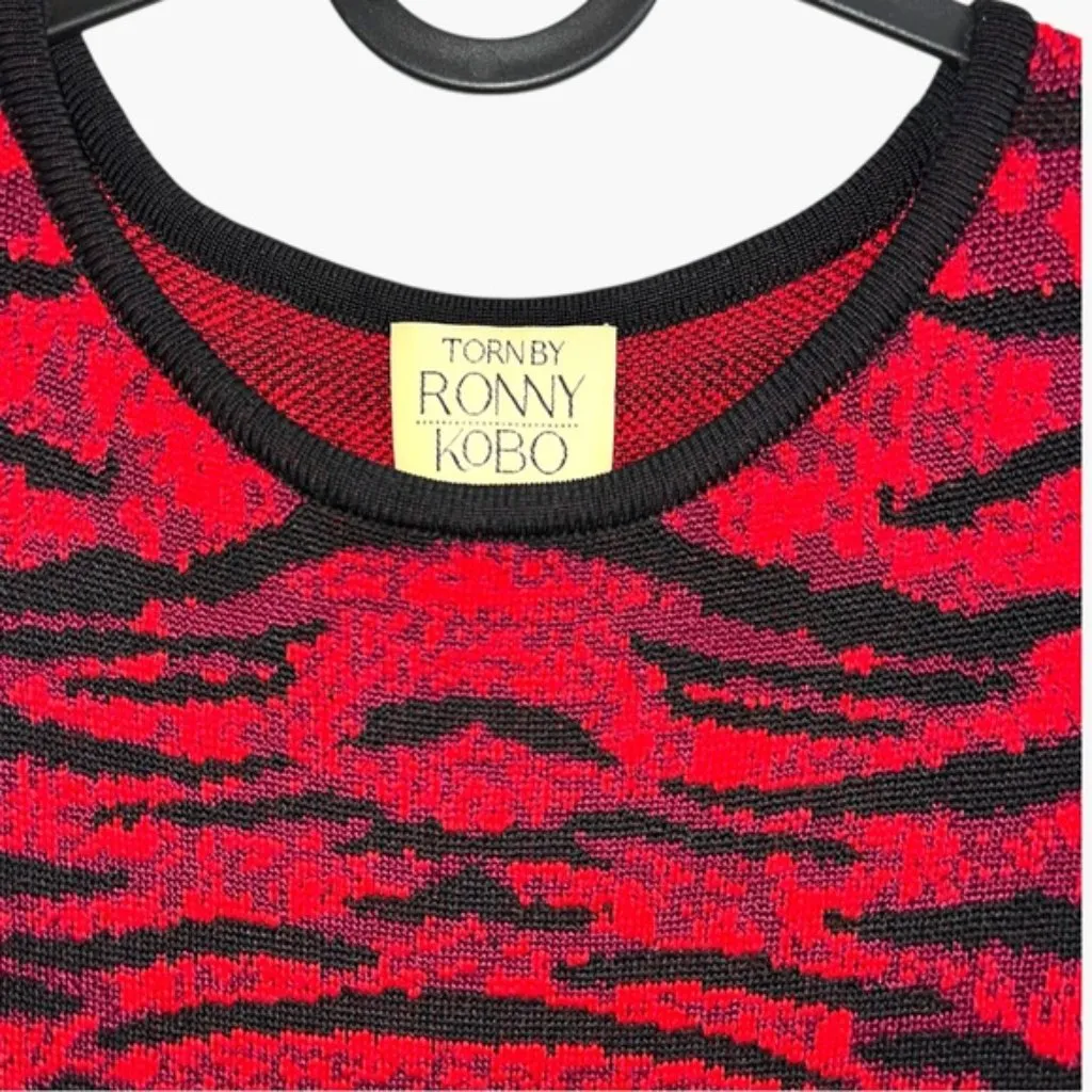 REVOLVE FAVORITE | Torn by Ronny Kobo Malu Tiger Red Black Jacquard knit Dress S - Image 6