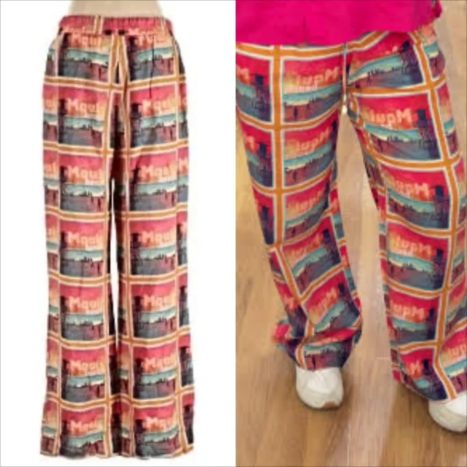 NWT C&C California Maui Beach Tropical Print Linen Blend Pants Size Small - Image 8