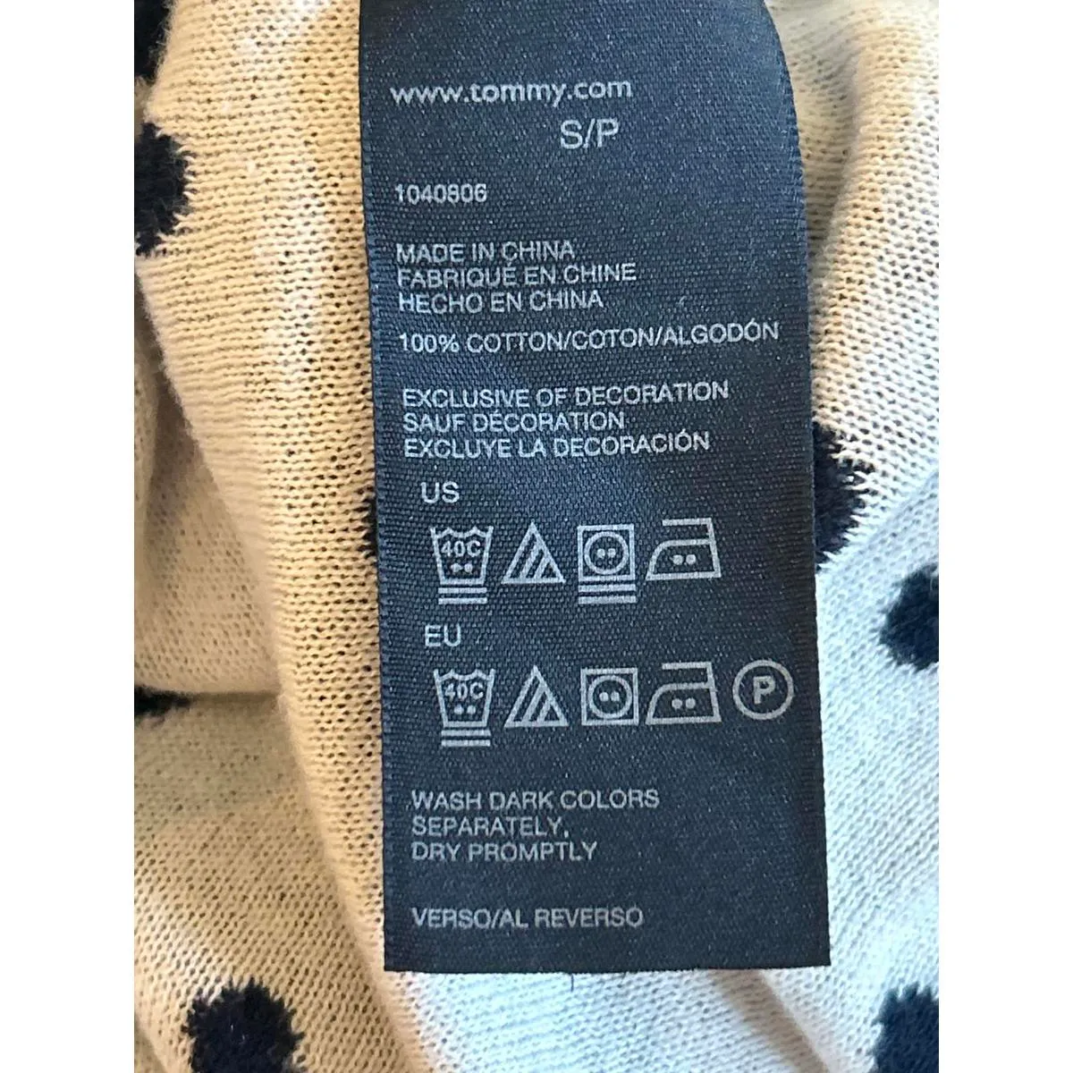 Tommy Hilfiger Womens Sweater Small Petite Navy Blue Polka Dot Crewneck - Image 5