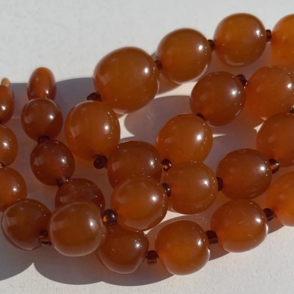 Antique Genuine Baltic Amber Egg Yolk Butterscotch Caramel Necklace Barrel Clasp Orange - Image 6