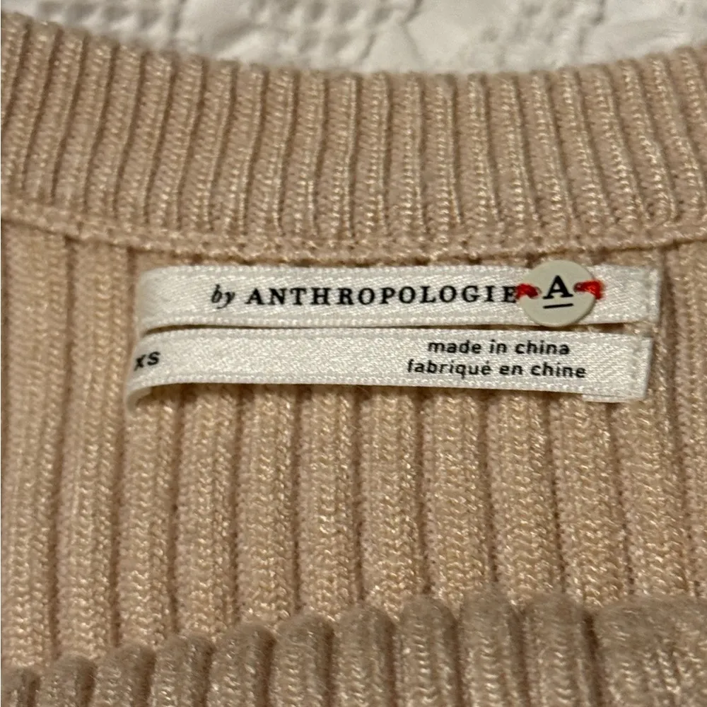 Anthropologie Jo Ribbed Knit Striped Sweater Tank Top Beige Cream - Image 8