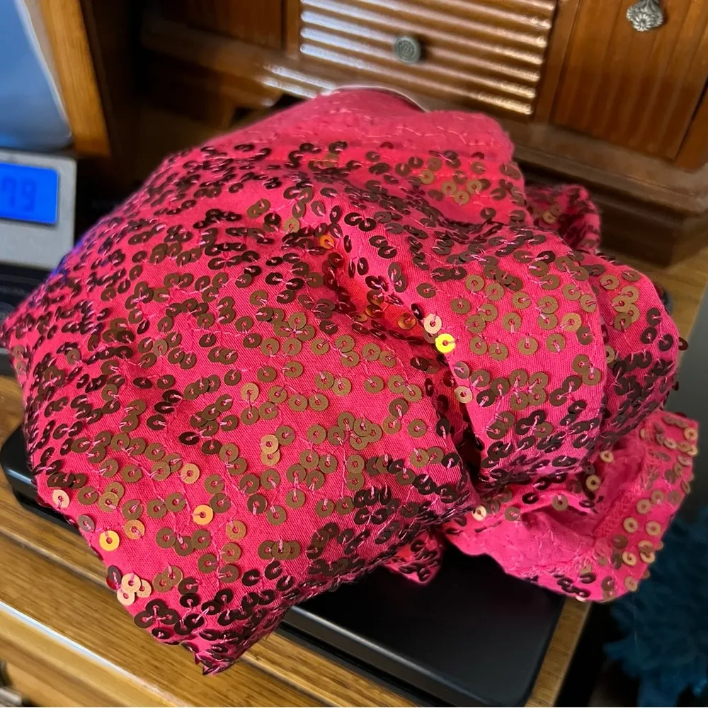 Calvin Klein Sparkly Gold Sequins Sweater Top NO SIZE Check measurements Plus SZ - Image 11