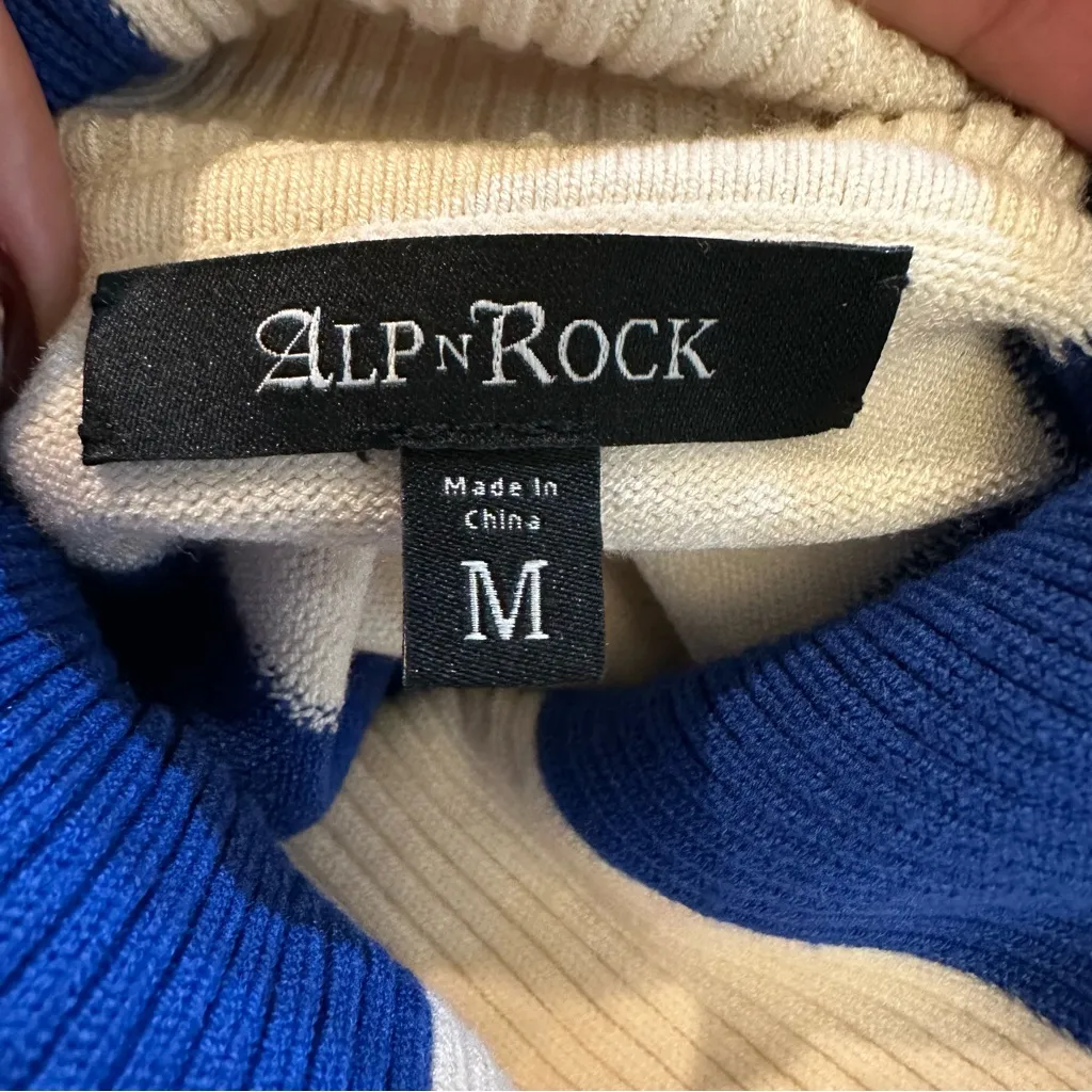 Alp N Rock Retro Ski 1970 Turtleneck Sweater Size Medium Blue - Image 14
