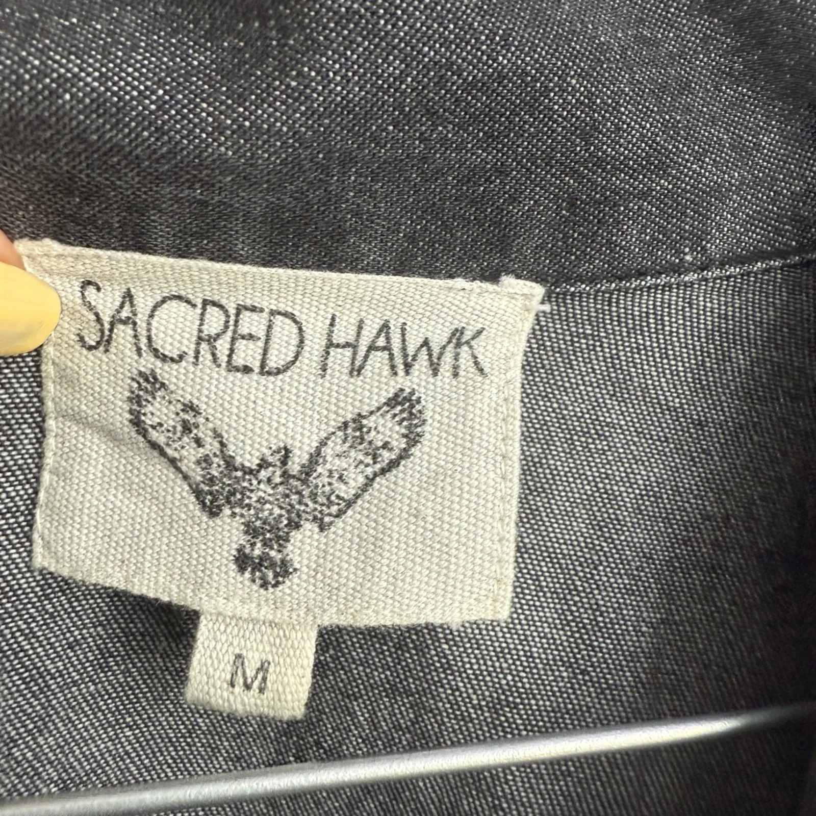 Sacred Hawk Embroidered Denim Jacket Floral Western Jean Jacket Medium Gray - Image 5