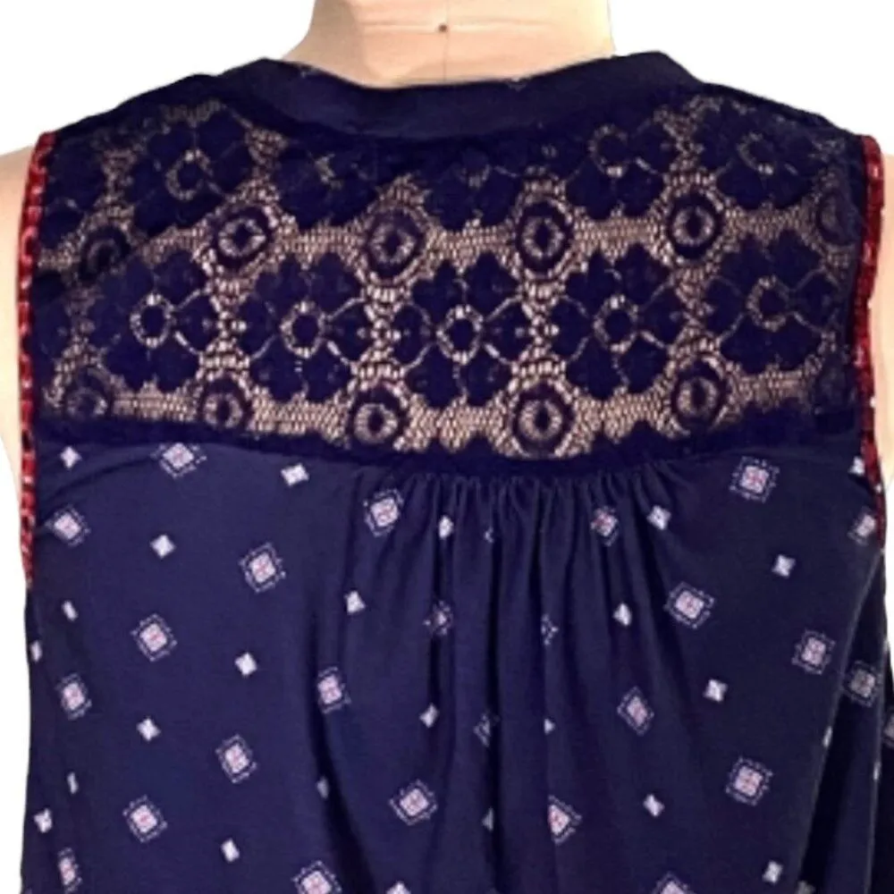 Ladies Boho Chic Blue Cami Tank Top Shirt Size M Medium ~Paisley Tank Top Blouse - Image 5